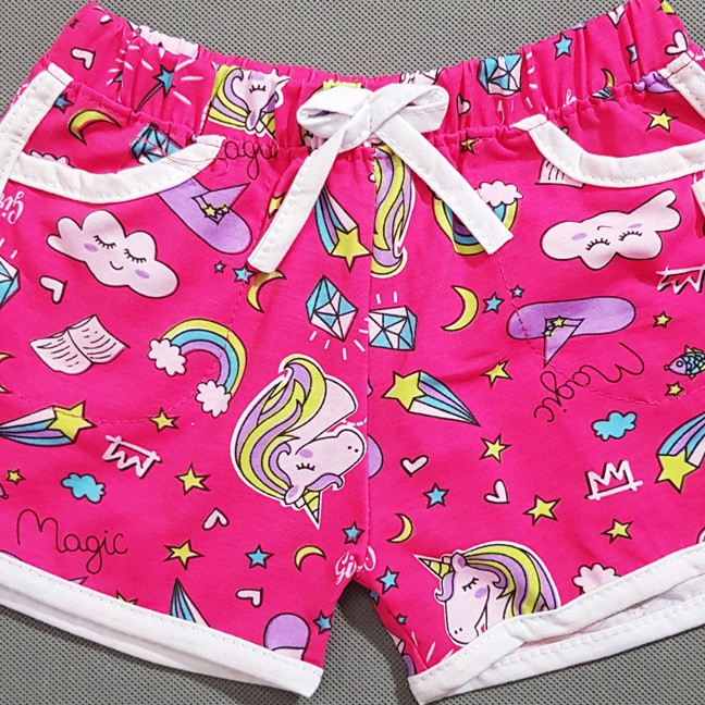 Quần short thun cotton in ngựa pony dễ thương bé gái