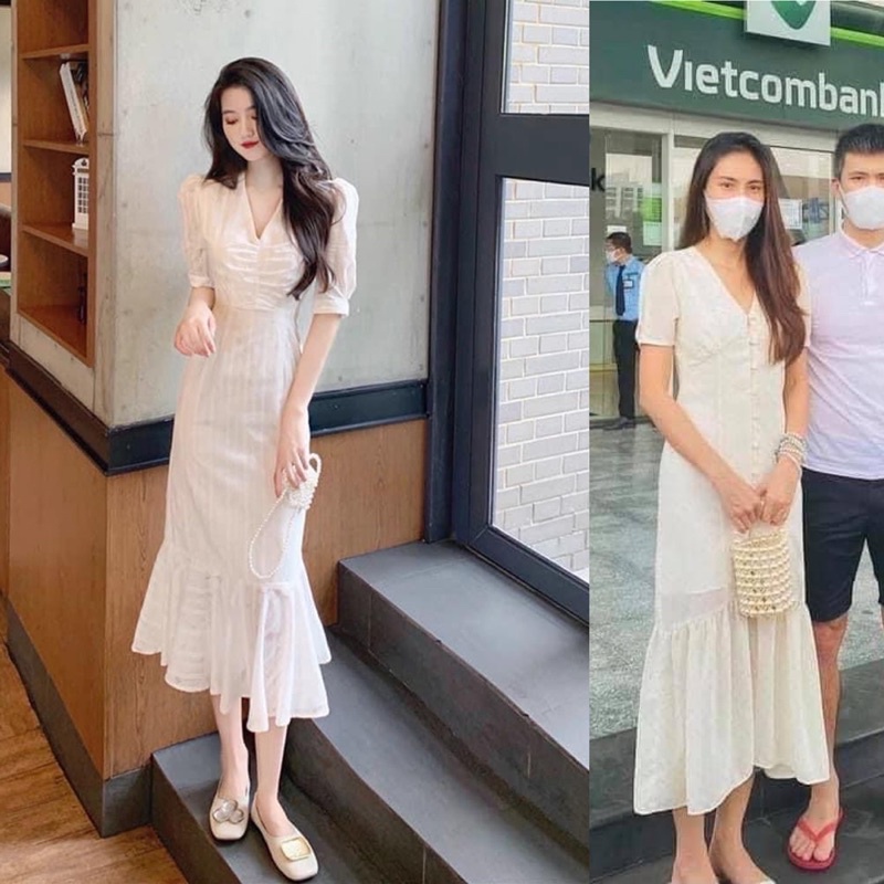 Đầm đuôi cá dài chất đũi mát mẻ ôm eo