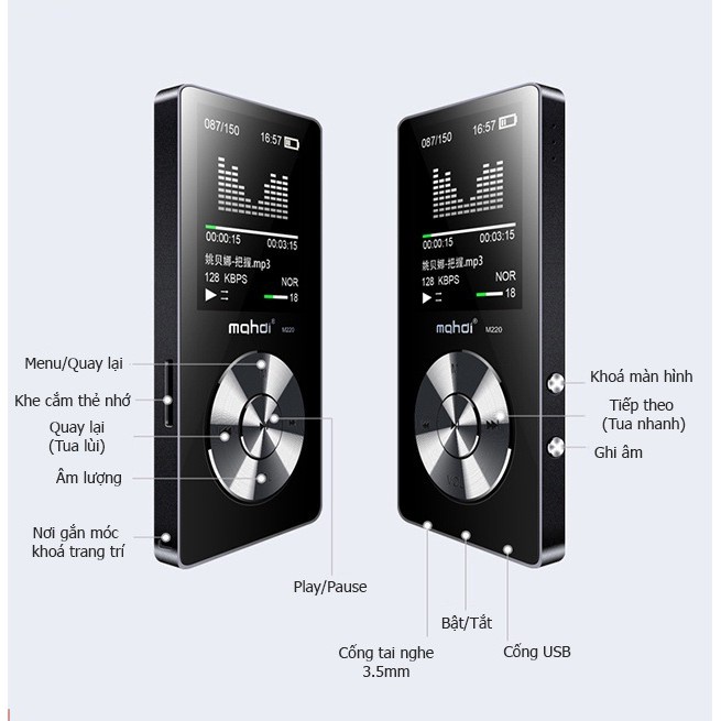 Máy nghe nhạc HI-FI Lossless Mahdi M220 bộ nhớ trong 8GB