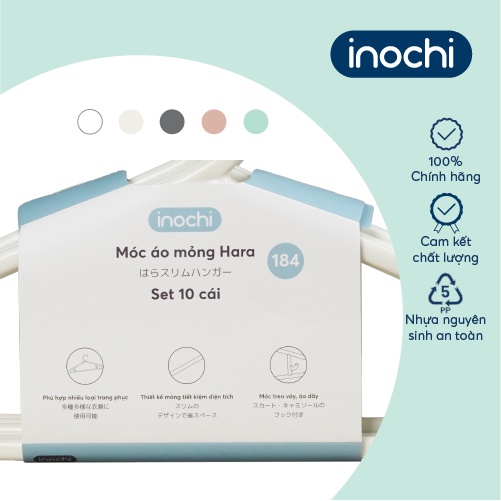 Móc áo mỏng Inochi - Hara 184 màu Trắng/Xanh/Ghi/Hồng