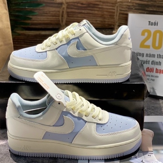 Giày thể thao AF1 trắng xanh kem, Giày sneaker cao cấp.