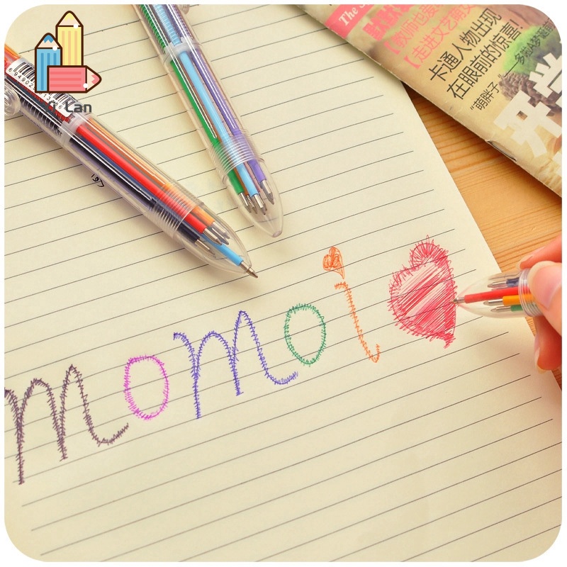 Bút bi 6 màu loại bấm ngòi 0.5mm