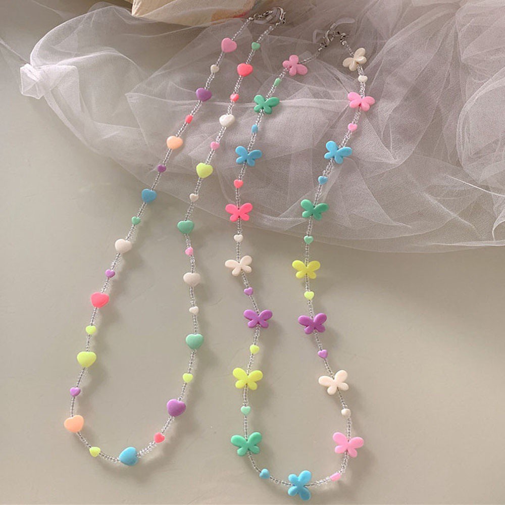 Dây Đeo Kính Chống Thất Lạc Bằng Nhựa Acrylic Hình Trái Tim / Bướm Màu Cầu Vồng Dễ Thương Cho Nữ