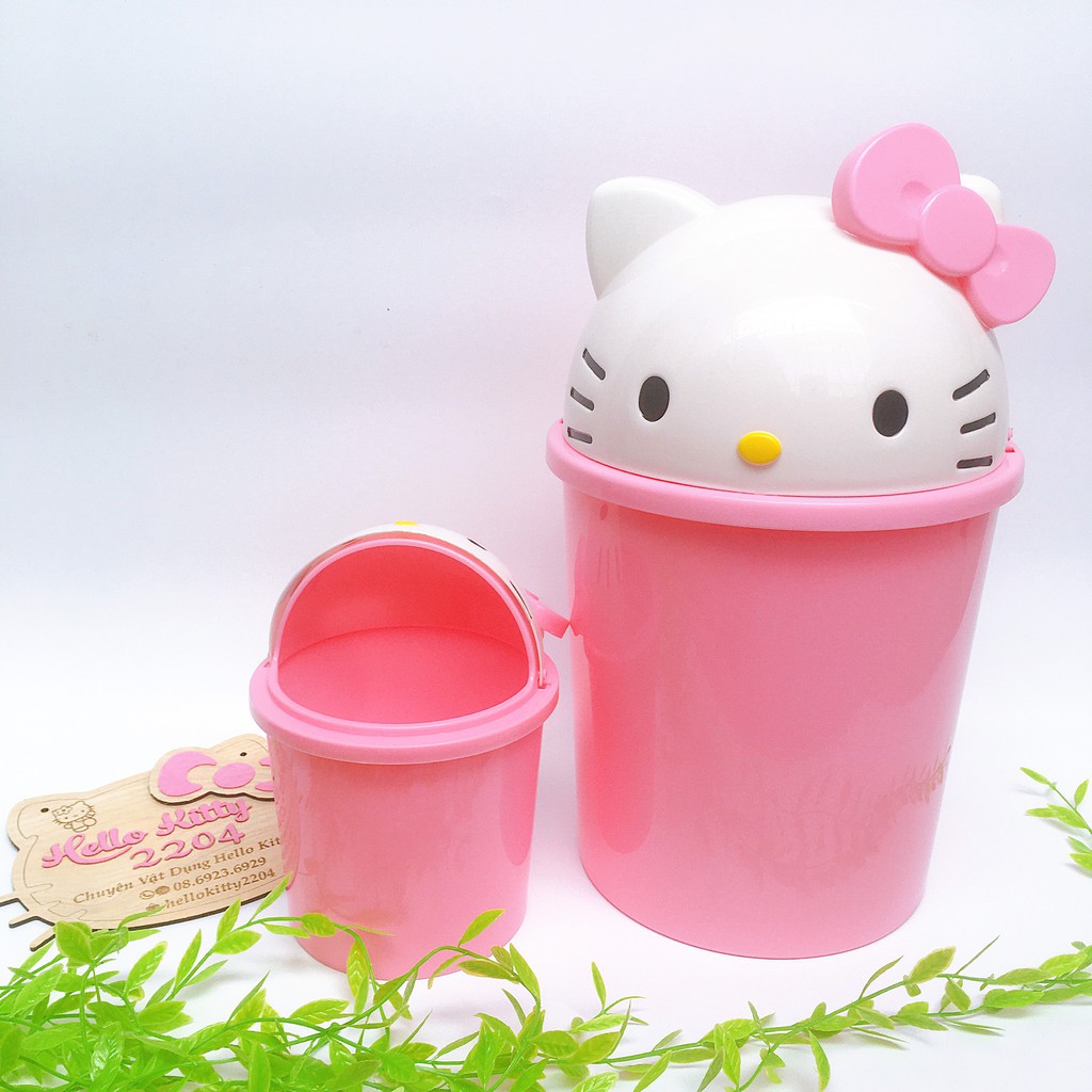 Thùng rác nắp lật loại to Hello Kitty