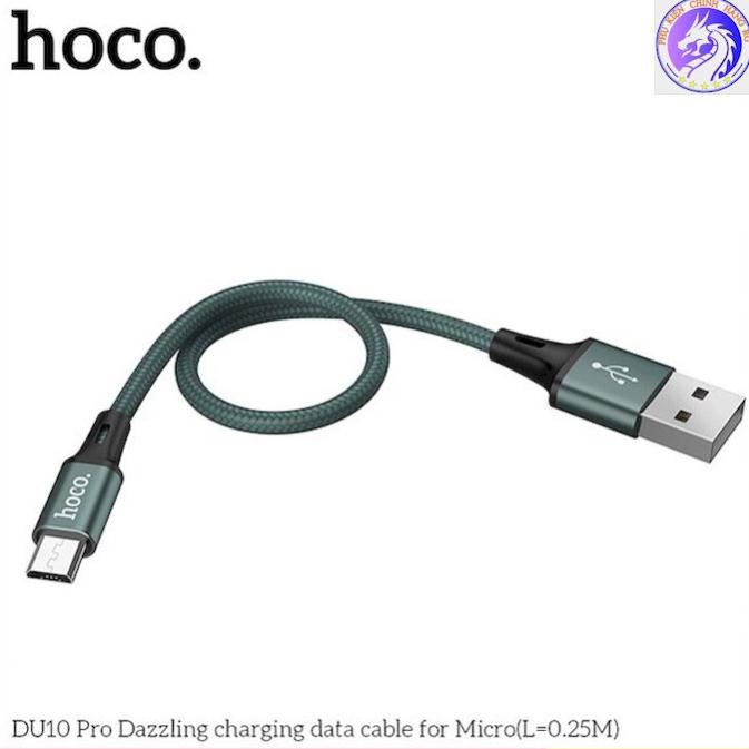 Cáp sạc ngắn micro nhanh Hoco DU10 25cm cho pin dự phòng chính hãng BH 12 tháng