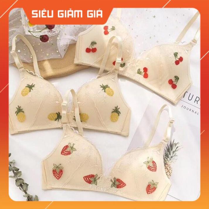 Áo ngực su đúc không gọng đệm mỏng pha ren, áo lót thêu hoa quả cực quyến rũ | BigBuy360 - bigbuy360.vn