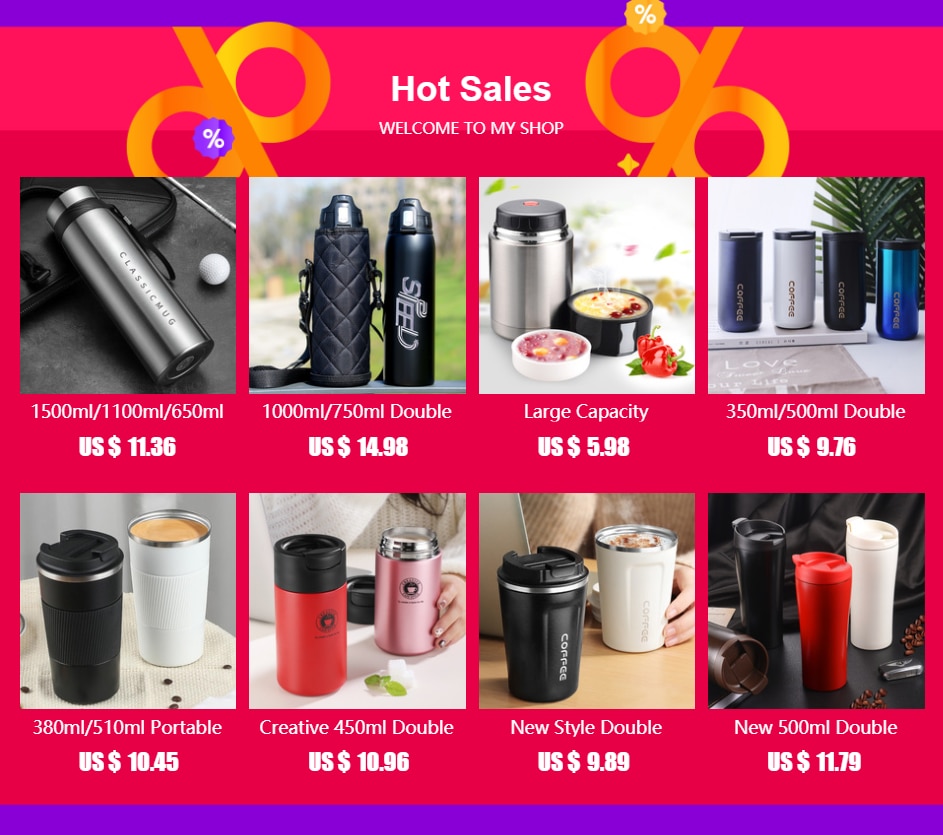 Portable Double Stainless Steel Vacuum Flask Coffee Tea Thermos Sport Travel Mug Large Capacity