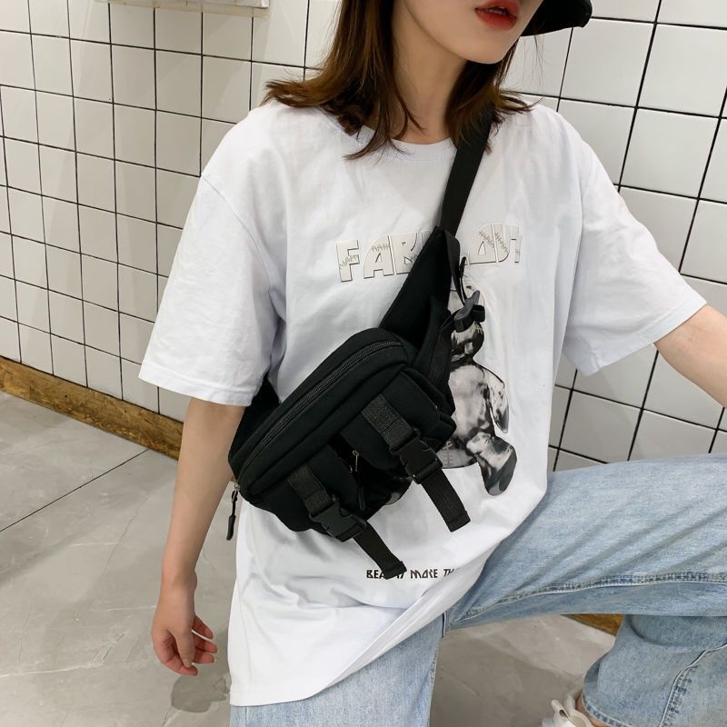 TÚI BAO TỬ CANVAS ĐEO CHÉO CHO NAM VÀ NỮ TA028 ĐEN & TRẮNG