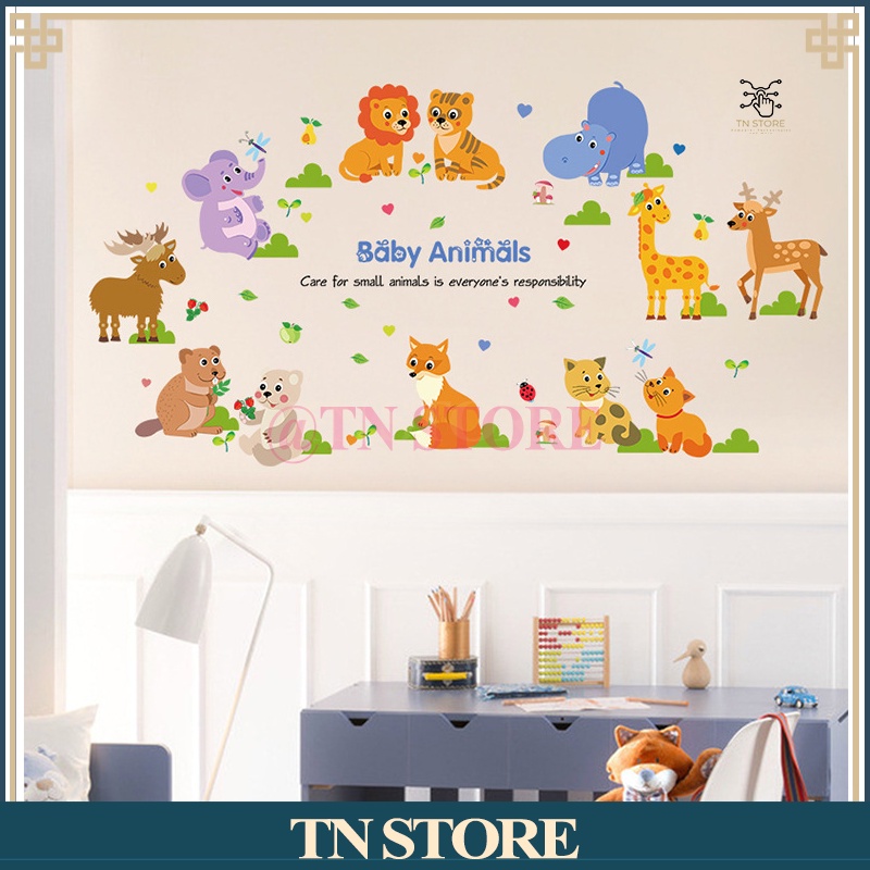 Miếng dán tường DỄ THƯƠNG TRANG TRÍ PHÒNG CHO BÉ HÌNH CÁC LOÀI ĐỘNG VẬT NGOÀI HOANG DÃ TN Store DECAL895