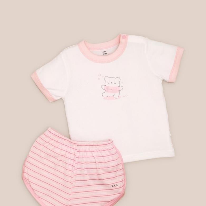 [Nous] Bộ quần áo cộc tay Nous cài vai cho bé - chất Petit mềm mại kháng khuẩn (size 3M-24M)