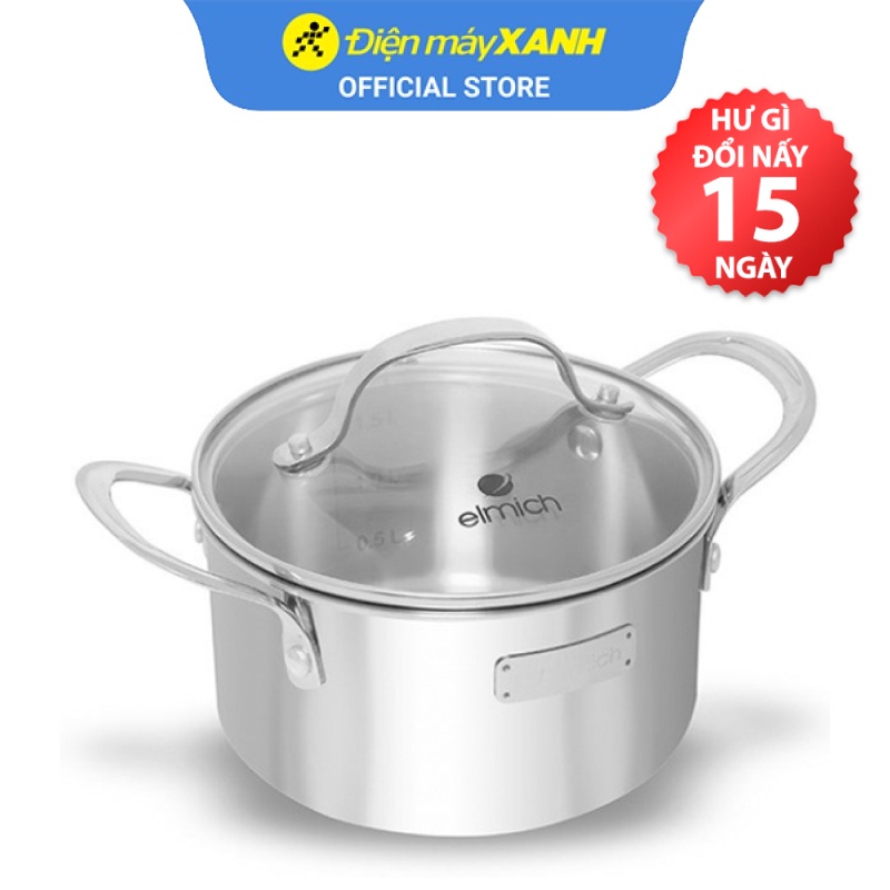 Nồi inox 304 nắp kính 16 cm Elmich Tri-Max 2353731