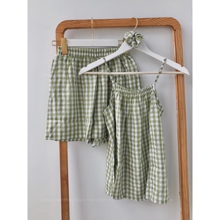 Đồ bộ nữ 2 dây kẻ mặc ở nhà có sẵn