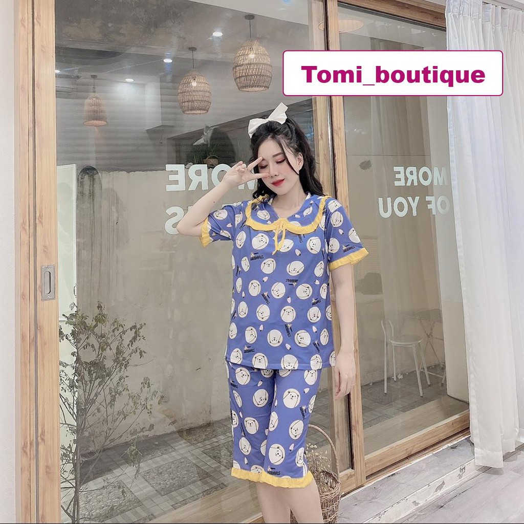 Bộ đồ ngủ nữ cộc tay cổ bèo mùa hè hình cute - TOMI BOUTIQUE