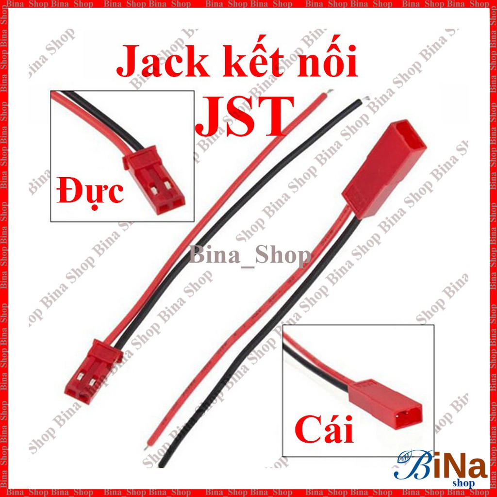 Cáp JST đỏ lõi đồng nhiều sợi đầu tráng thiếc dài 15cm/10cm/8cm đực cái tùy chọn