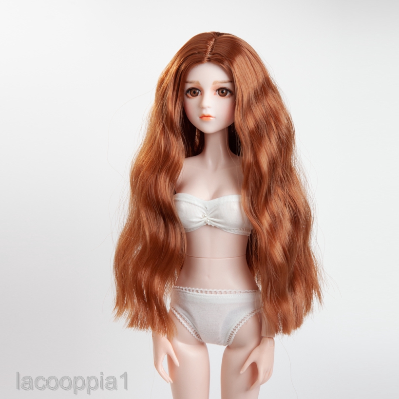 [LACOOPPIA1] 1/4 Doll Long Curly Doll Wigs for BJD High Temperature Wire Wig Light Brown