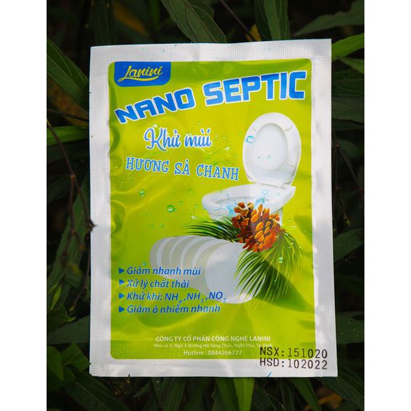 [HƯƠNG SẢ CHANH] Viên nén vi sinh bồn cầu hương tinh dầu sả chanh thơm Nano Septic Lanini mỗi gói 1 viên 60g