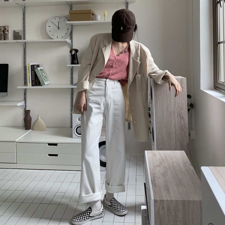 Quần Jeans Dài Lưng Cao Phong Cách Hàn Quốc Thời Trang Cho Nữ | BigBuy360 - bigbuy360.vn