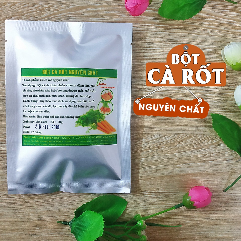 Combo 4 Gói Bột Tạo Màu Thực Phẩm Rau Củ Làm Mứt Dừa - Bột Gấc, Dền, Bí Đỏ, Cà Rốt Gói 50gr