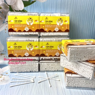 Tăm Bông Kotton Care For Kid đầu nhỏ HỘP CHỮ NHẬT 336 Que Bông Bạch Tuyết