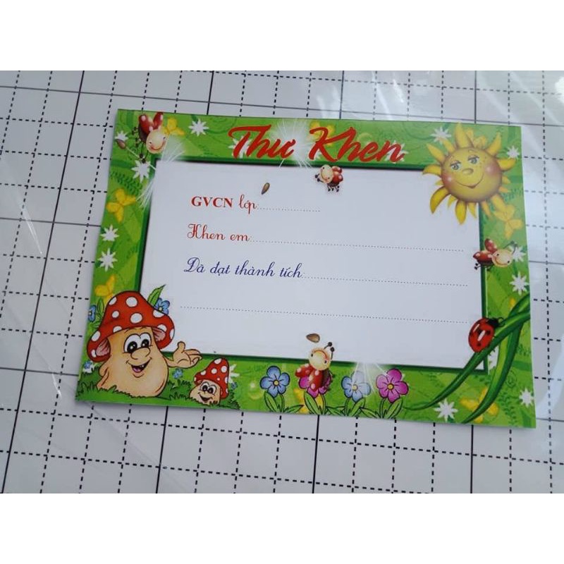 Combo 10 thư khen thưởng học sinh, in giấy bìa, kích thước a5