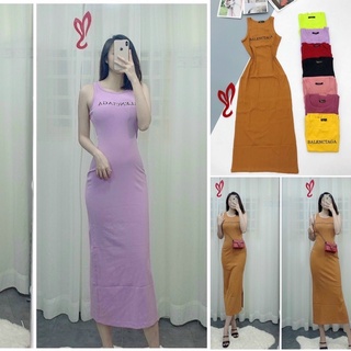 Đầm thun ôm sát nách phom dài