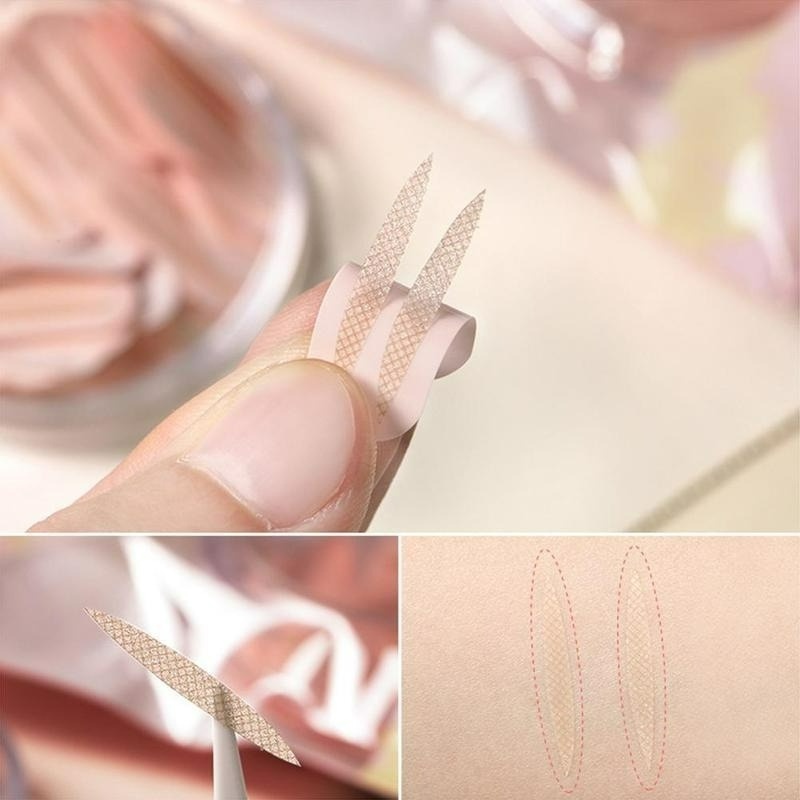 1 Hộp Miếng Dán Kích Mí Dạng Lưới Trong Suốt Chống Thấm Nước Không Lộ Viền Mắt Tự Nhiên