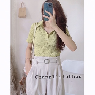 Áo xốp nhăn cổ sơ mi