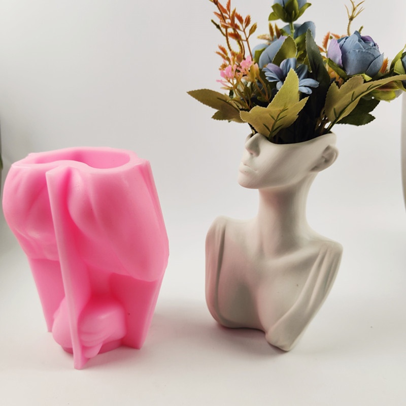 Khuôn Silicon Làm Chậu Hoa / Chậu Cây Hình Người Trừu Tượng Độc Đáo DIY