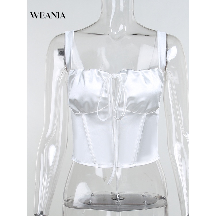 Áo Tank Top Vải Satin Phối Ren Thắt Nút D0321 Thời Trang Mùa Hè Cho Nữ