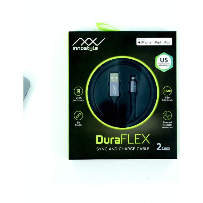 Cáp INNOSTYLE DURAFLEX 1.5M USBA to Lightning MFI