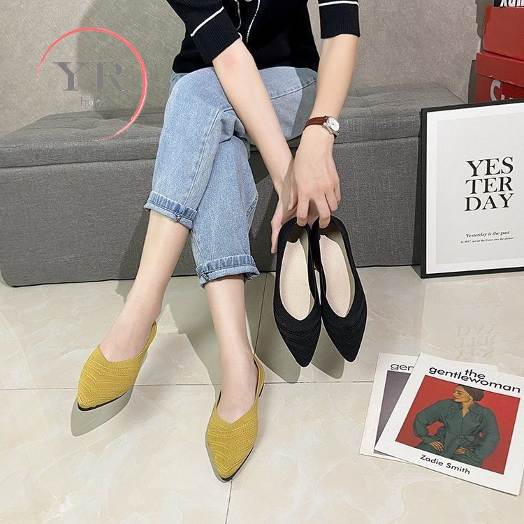 Giày Búp Bê Nữ Mũi Nhọn Thoải Mái Plus Size 35-43