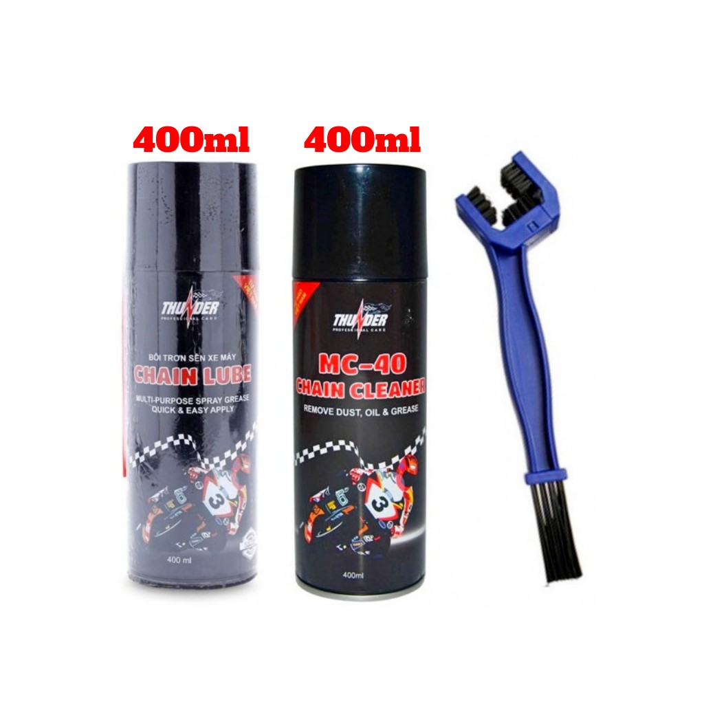 Bộ Vệ Sinh Bảo Dưỡng Sên Xe Thunder Chain Lube MC-40 400ml + Bàn Chải