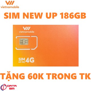 Sim 4G vietnamobile 180GB Siêu New Up có sẵn 60k trong tài khoản