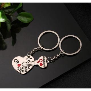 Móc chìa khóa hình I Love You,gắn kết,các bạn đang yêu nhau,mỗi người giữ 1 mãnh ghép inox