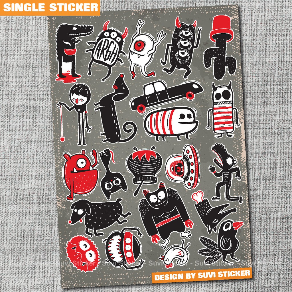 Single Sticker - Hình dán Đỏ Đen chống nước sticker dán laptop, điện thoại, đàn guitar, mũ bảo hiểm, vali. SG05