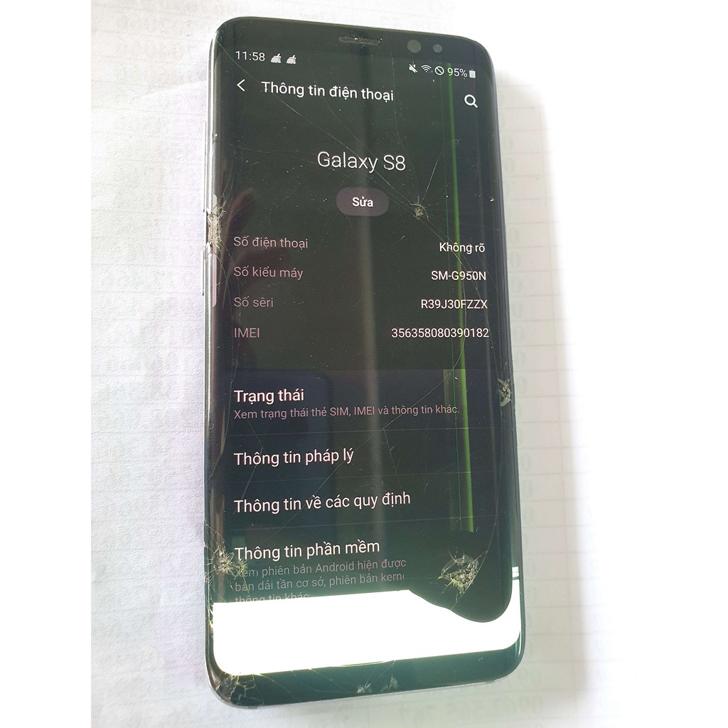 SAMSUNG  GALAXY S8 , vỡ màn hình