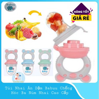 Túi nhai ăn dặm BABUU cao cấp Nhật Bản, Túi nhai ăn dặm cho bé, Bộ túi nhai ăn dặm 3 núm nhai, 1 dây đeo chống rơi