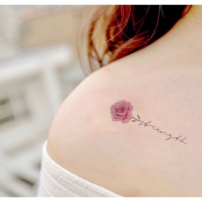 Hình xăm dán tatoo hoa hồng xinh qs294.Xăm dán tatoo mini tạm thời, size &lt;10x6cm