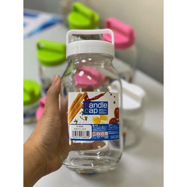 ☘️ Hũ thuỷ tinh có quai xách - Made in Japan.