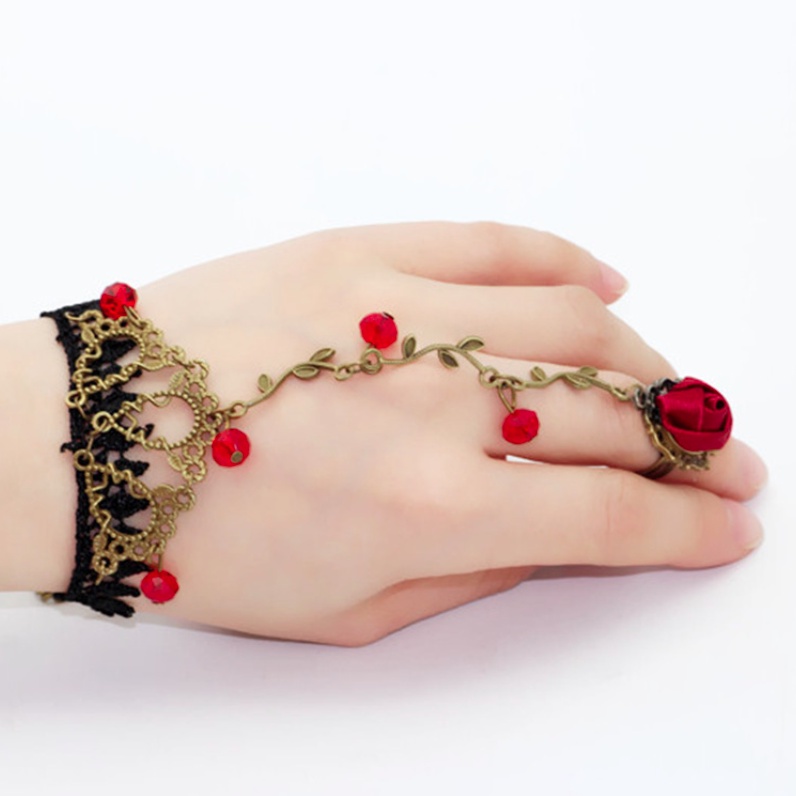 Lắc tay vòng tay nữ choker tự điều chỉnh kích thước ren hoa hồng hàn quốc dễ thương