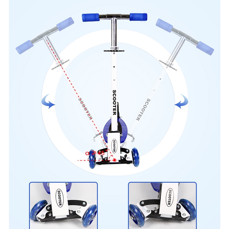 Xe Scooter trẻ em ba bánh an toàn giá rẻ chắc chắn thích hợp đi du lịch bỏ cốp xe trượt cho bé gâp gọn