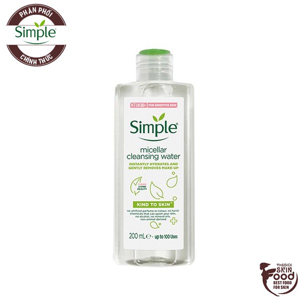 Nước Tẩy Trang Lành Tính, Dưỡng Ẩm Cho Da Simple Kind To Skin Micellar Cleansing Water 200ml