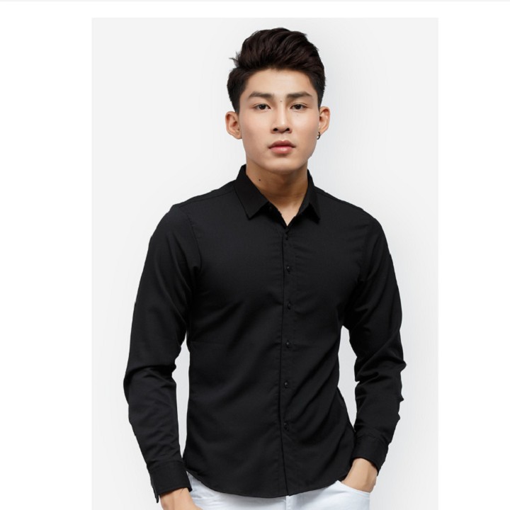 Áo Sơ Mi Nam Đen Davis'L Chất Lụa Mỹ Cao Cấp | BigBuy360 - bigbuy360.vn