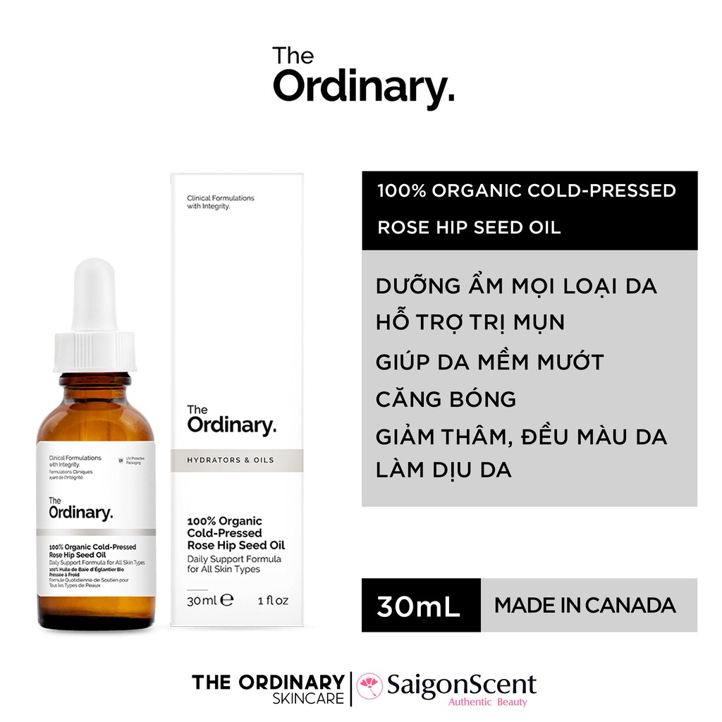 Dầu dưỡng ẩm The Ordinary - 100% Organic Cold-Pressed Rose Hip Seed Oil ( 30mL )