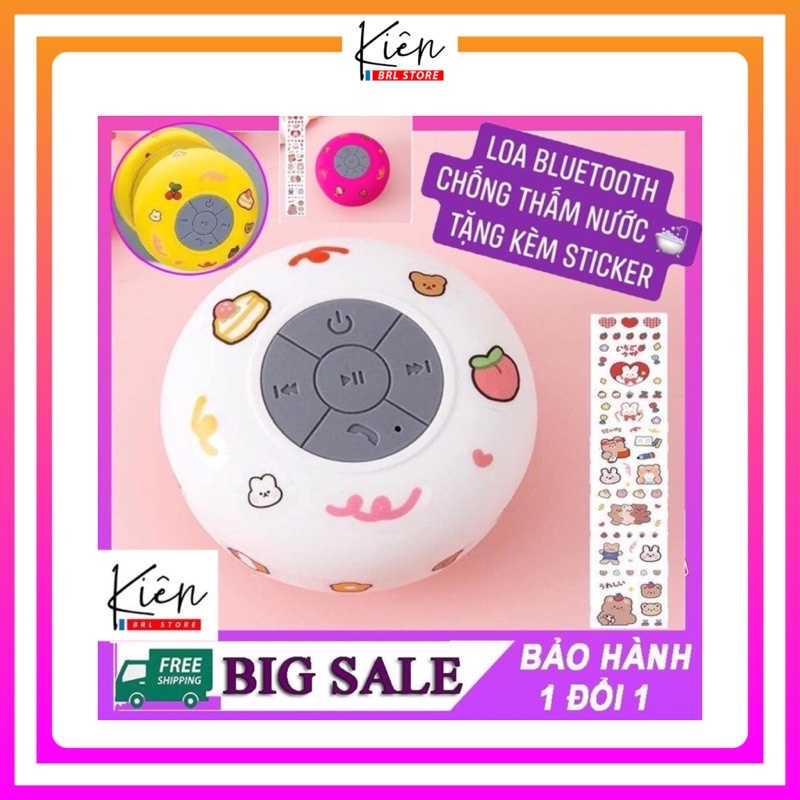 BẢO HÀNH 1 ĐỔI 1 - Loa Bluetooth Không Dây Chống Nước Tặng Kèm Sticker Dễ Thương