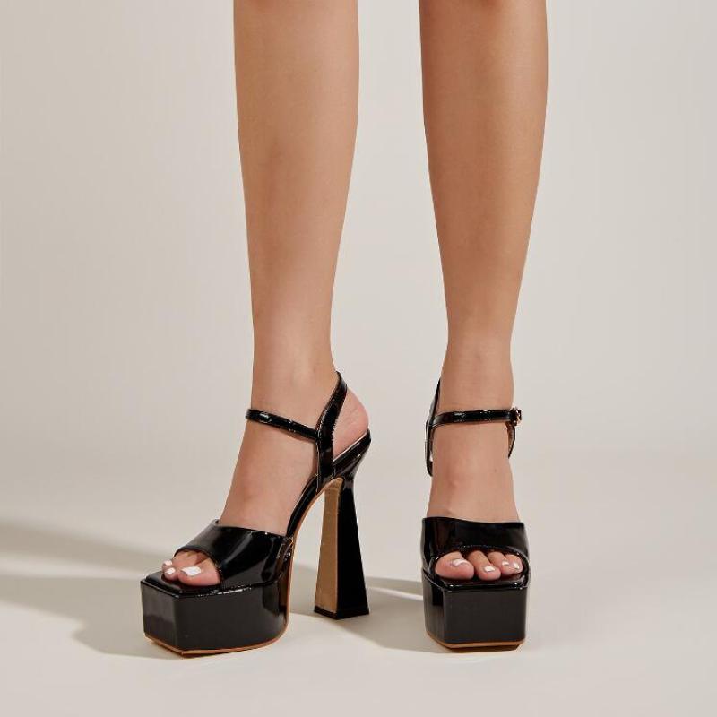 Xăng đan Cao Gót 15CM Mũi Vuông Thời Trang Đơn Giản Cho Nữ