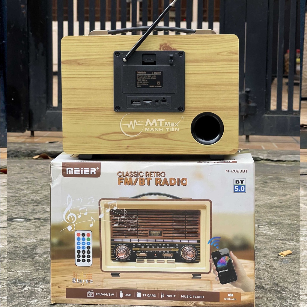 Đài FM Bluetooth M-2023BT Loa bluetooth 5.0 kết hợp đài radio phiên bản mới thiết kế cổ điển vintage retro sang trọng