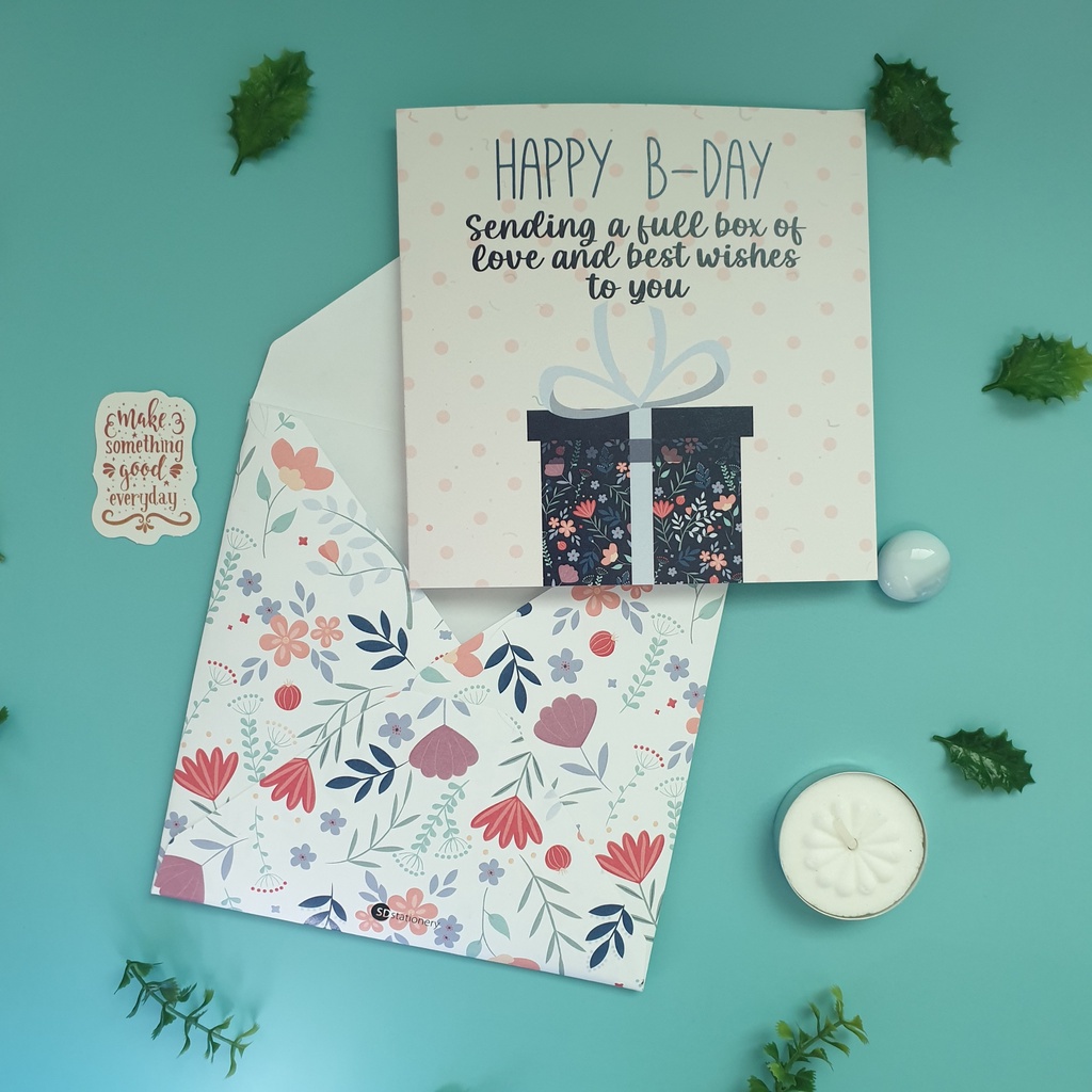 Thiệp chúc mừng sinh nhật 12x12 SDstationery SN5 FLORAL họa tiết hoa nhí trang nhã