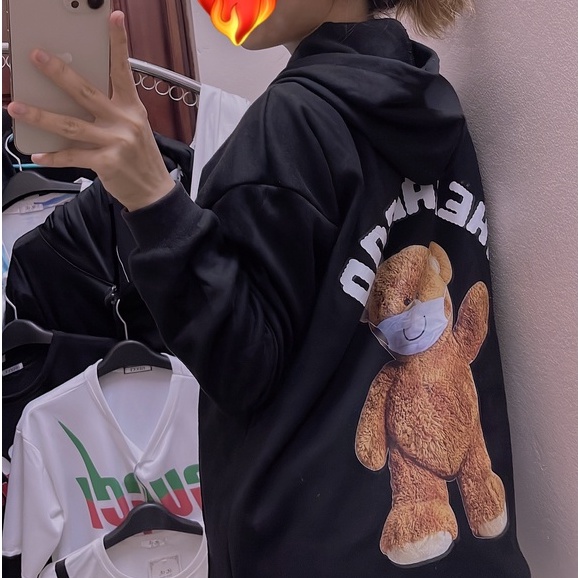 Áo Khoác In Teddy ❤ Áo Nỉ Dày Dặn Dáng Rộng Nam Nữ NVA161