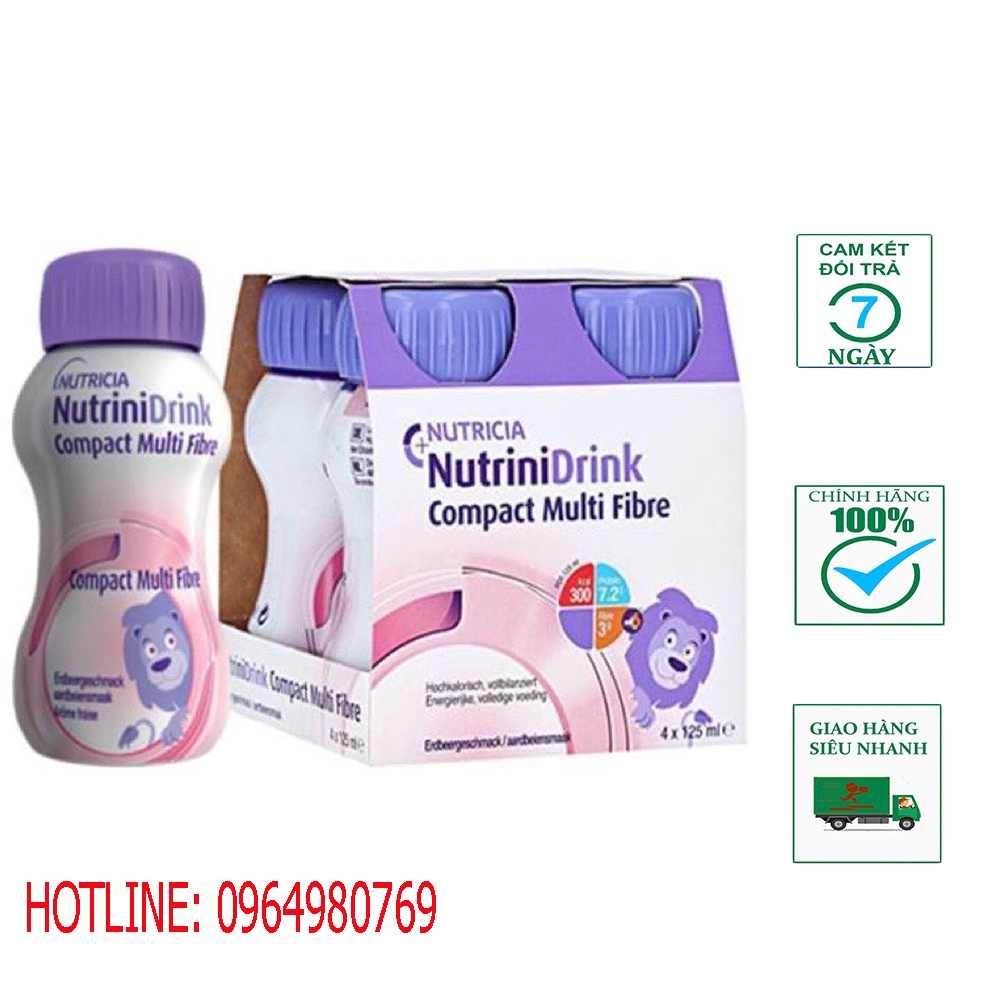 Sữa Nutrinidrink pha sẵn lốc 4 chai 125ml sữa cao năng lượng giúp trẻ tăng cân